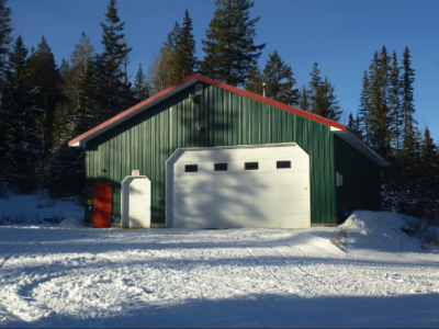 A Machine shed to store the trail grooming equipment
